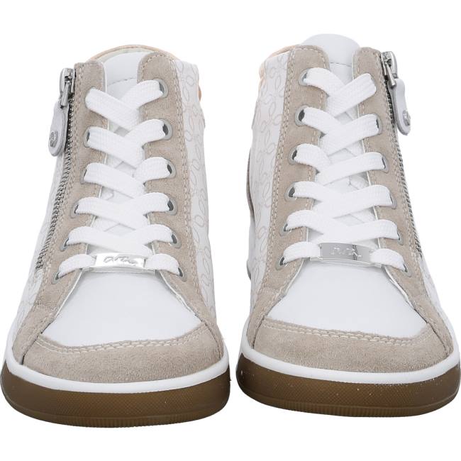 Dámské Tenisky Ara High Top Rom Sand Bílé | ARA836XZH