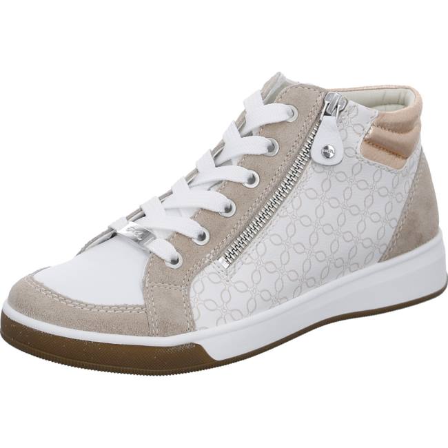 Dámské Tenisky Ara High Top Rom Sand Bílé | ARA836XZH